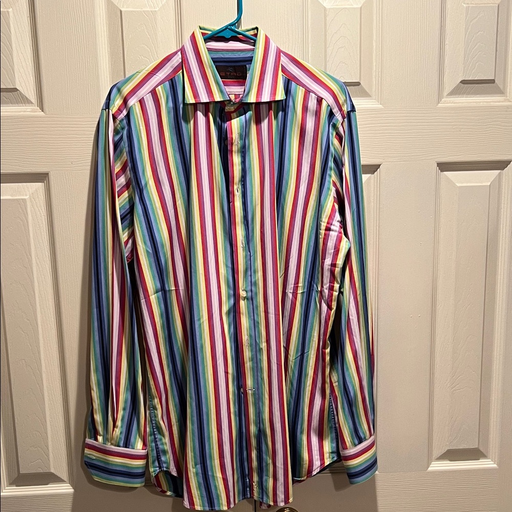 Etro Vibrant Rainbow Striped Shirt